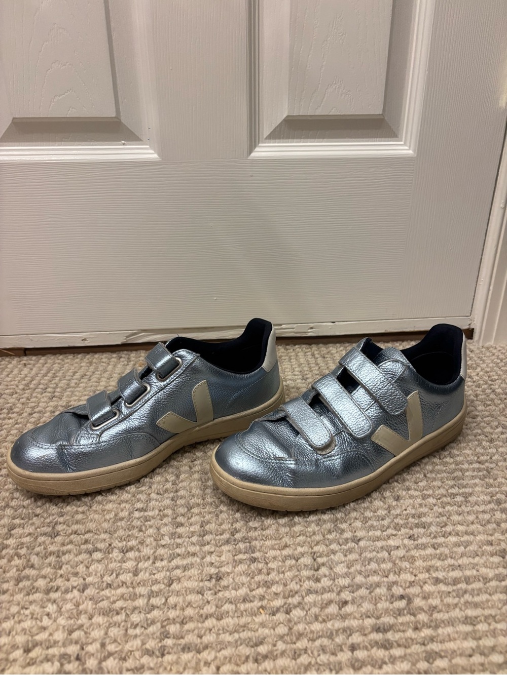 Veja blue metallic Velcro Sneakers